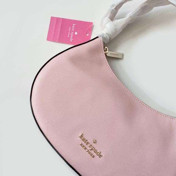 ♠️Kate Spade Staci Saffiano Small Half Moon Shoulder Crossbody Bag, Chalk Pink - Picture 6 of 10